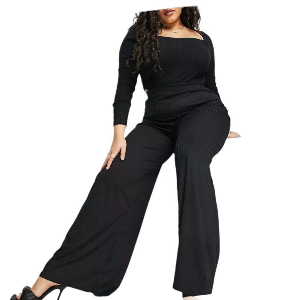 NWT Women's Club London Slinky Wide Leg Trousers Black US Size‎ 14